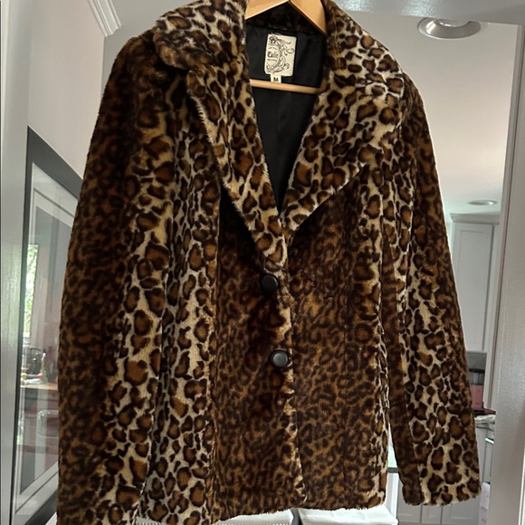 Tulle Jackets & Blazers - Tulle Brown Leopard Print Teddy Jacket